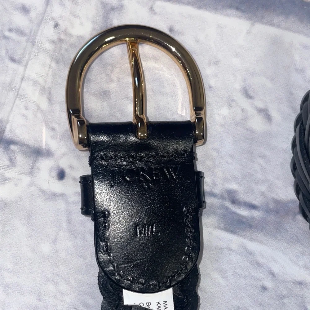 J. Crew Elegant Black Braided Belt with Gold Accent - Picture 4 of 4